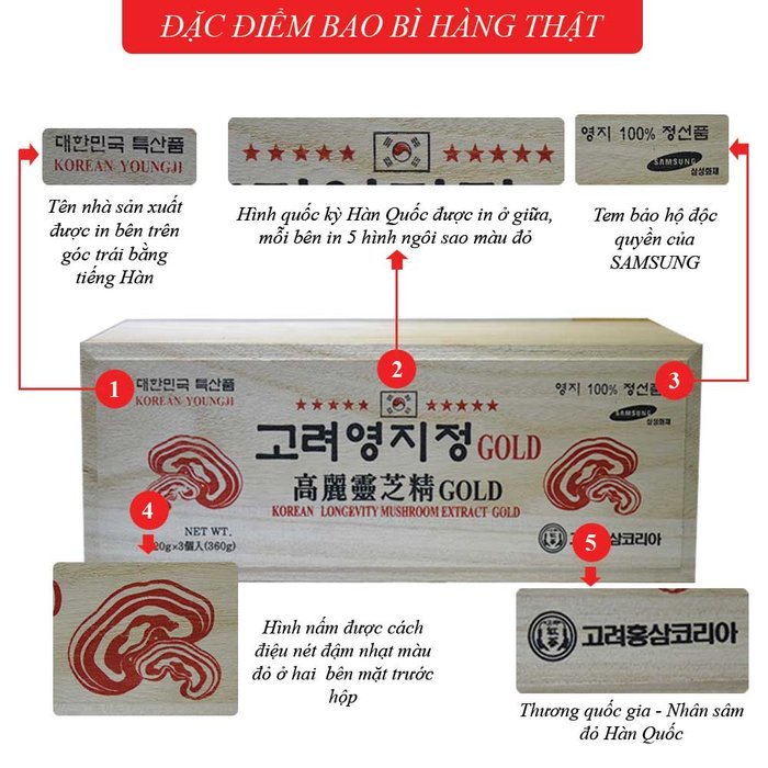 Cao Linh Chi Hàn Quốc (3lọ x 120g) - Hộp gỗ Trắng Gold L030 1